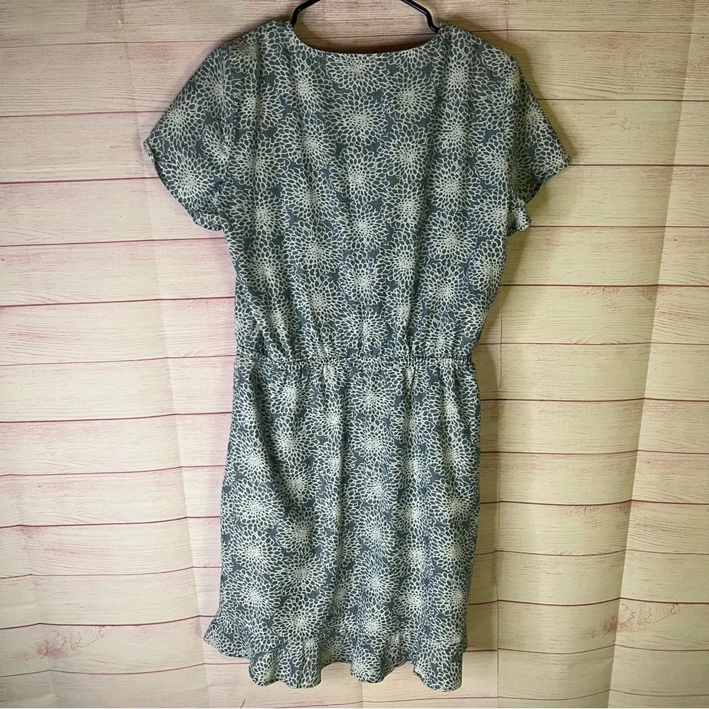 J. Crew‎ Mercantile Cotton Blue Faux Wrap Ruffle  Dress Size Medium